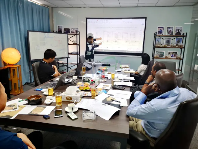 Meeting explaining process flow of Zimbabwe cow dung organic fertilizer and animal feed pellet production line